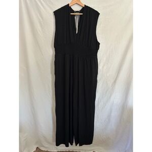 Old Navy Black Sleeveless Smocked Waist Wide Leg Jumpsuit Plus Size XXL